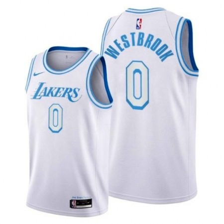 Men's Los Angeles Lakers #0 Russell Westbrook White City Edition Stitched Basketball Jersey WIHY