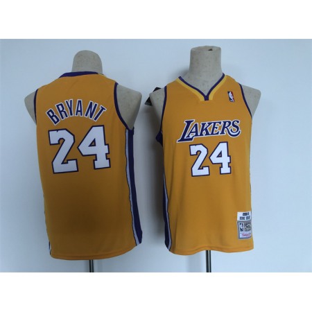 Youth Los Angeles Lakers #24 Kobe Bryant Yellow Stitched Basketball Jersey QM3F