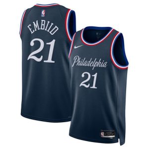 Women's Philadelphia 76ers #21 Joel Embiid Nike Navy 2025/26 Swingman City Edition Jersey