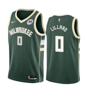 Men's Milwaukee Bucks #0 Damian Lillard Green Icon Edition Stitched Basketball Jersey 47T7