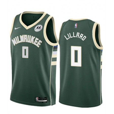 Men's Milwaukee Bucks #0 Damian Lillard Green Icon Edition Stitched Basketball Jersey 47T7