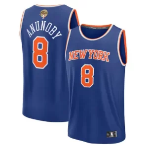 Youth New York Knicks #8 OG Anunoby Blue 2026 NBA Finals Patch Fast Break Icon Edition Replica Jersey