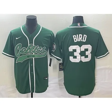 Men's Boston Celtics #33 Larry Bird Green Stitched Baseball Jersey HIV1