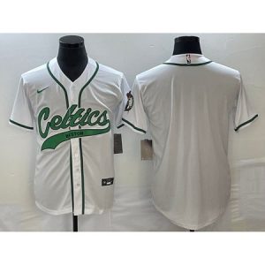 Men's Boston Celtics Blank White Stitched Baseball Jersey C2FT