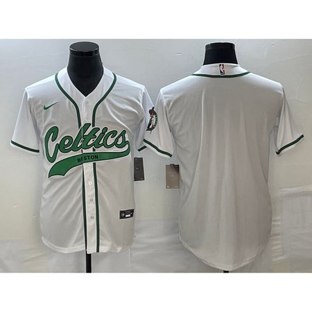 Men's Boston Celtics Blank White Stitched Baseball Jersey C2FT