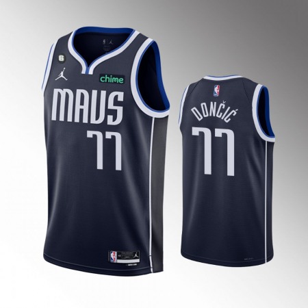 Men's Dallas Mavericks #77 Luka Doncic Navy Statement Edition With NO.6 Patch Stitched Basketball Jersey V5JS