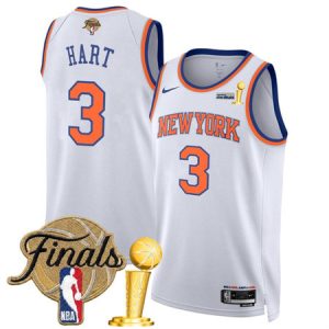 Men's New York Knicks #3 Josh Hart White 2026 Finals Patch And Finals Champions Patch Association Edition Stitched Basketball Jersey
