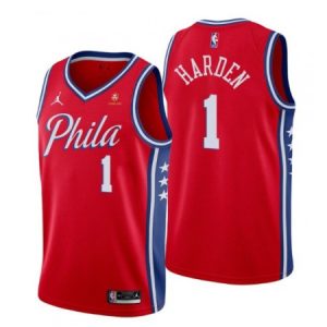 Men's Philadelphia 76ers #1 James Harden Red Statement Edition Stitched Jersey 9AB6