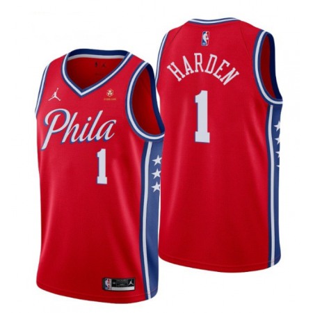 Men's Philadelphia 76ers #1 James Harden Red Statement Edition Stitched Jersey 9AB6