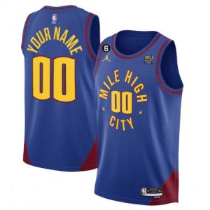 Men's Denver Nuggets Blue 2022/23 Statement Edition With NO.6 Patch Custom Jersey