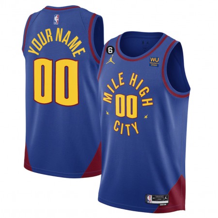 Men's Denver Nuggets Blue 2022/23 Statement Edition With NO.6 Patch Custom Jersey