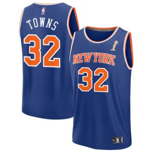 Men's New York Knicks #32 Karl-Anthony Towns Blue 2026 NBA Finals Champions Fast Break Icon Edition Jersey