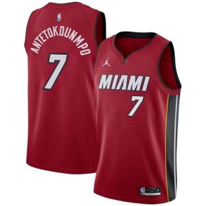 Men's Miami Heat #34 Giannis Antetokounmpo Red Swingman Statement Edition Jersey