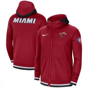 Men's Miami Heat Red 75th Anniversary Performance Showtime Full-Zip Hoodie Jacket
