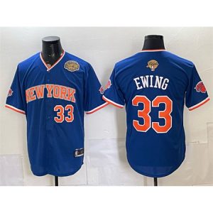 Youth New York Knicks #33 Patrick Ewing Royal 2026 Finals & Eastern Conference Champions Patch Stitched Baseball Jersey