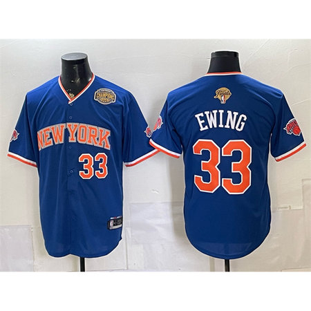 Youth New York Knicks #33 Patrick Ewing Royal 2026 Finals & Eastern Conference Champions Patch Stitched Baseball Jersey