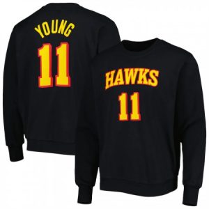 92900eae6943da6565b1502a23dc7c02.jpeg Men's Atlanta Hawks #11 Trae Young Black Long Sleeve T-Shirt
