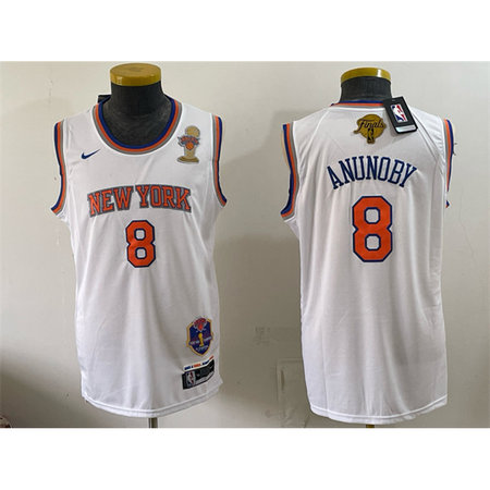 Youth New York Knicks #8 OG Anunoby White 2026 Finals Champions Patch Jersey