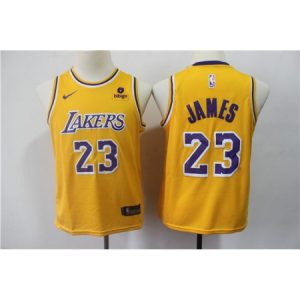 Youth Los Angeles Lakers #23 LeBron James Yellow Stitched Basketball Jersey GMOJ