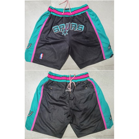 96e25a7502c6af140f1fe5da2be42e1d.jpeg Men's San Antonio Spurs Black/Teal Shorts (Run Small)