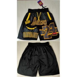 Men's Los Angeles Lakers #24 Kobe Bryant Black Shorts (Run Small) CL7F