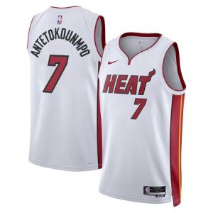 Men's Miami Heat #34 Giannis Antetokounmpo Nike White Swingman Association Edition Jersey
