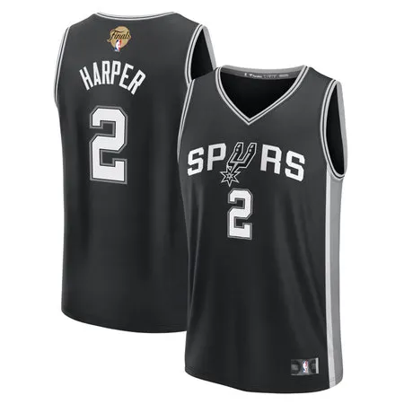 Youth San Antonio Spurs #2 Dylan Harper Black 2026 NBA Finals Patch Fast Break Icon Edition Jersey