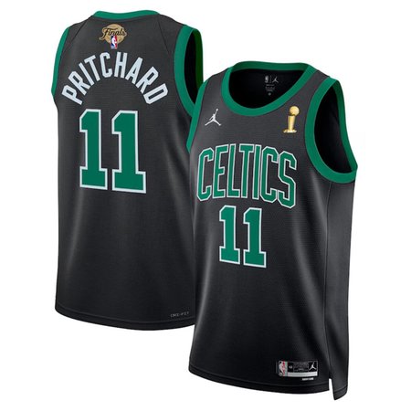 Men's Boston Celtics #11 Payton Pritchard Black 2024 Finals Champions Statement Edition Stitched Basketball Jersey Z6WS
