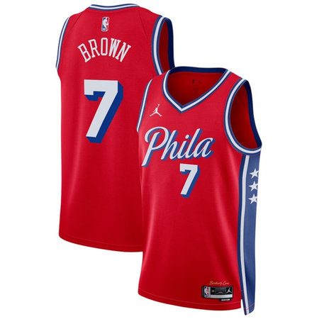 Youth Philadelphia 76ers #7 Jaylen Brown Red 2026 Statement Edition Jersey
