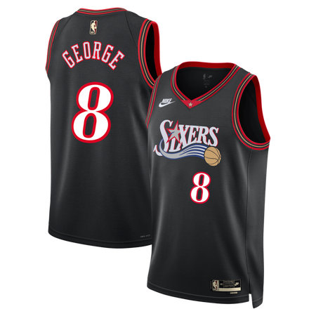 Women's Philadelphia 76ers #8 Paul George Nike Black Classic Edition Jersey