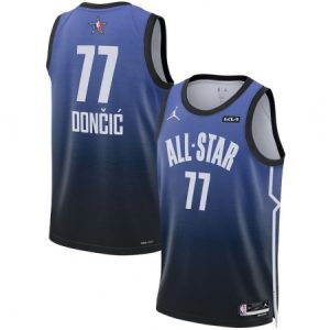 Men's 2023 All-Star #77 Luka Doncic Blue Game Swingman Stitched Basketball Jersey 8YCA