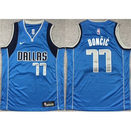 Youth Dallas Mavericks #77 Luka Doncic Blue Stitched Basketball Jersey MR3M