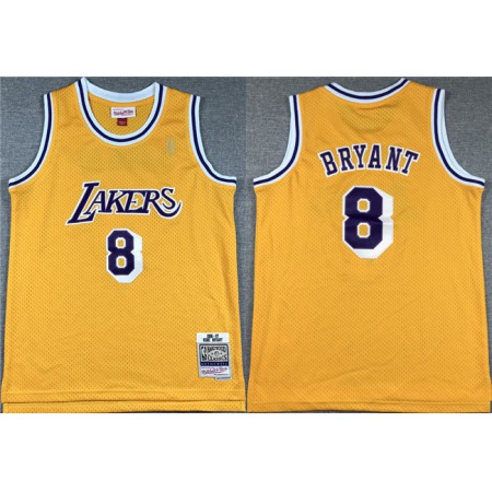 Youth Los Angeles Lakers #8 Kobe Bryant Yellow Stitched Basketball Jersey DYT0