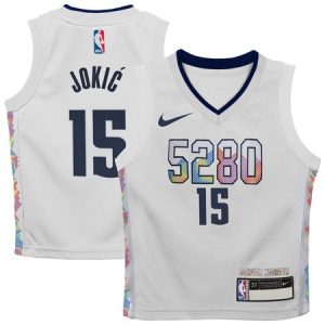 Toddler Denver Nuggets #15 Nikola Jokic White 2024/25 Swingman City Edition Player Jersey