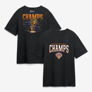 Men's New York Knicks Black 2026 NBA Finals Champions Roster Trophy T-Shirt