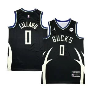 Men's Milwaukee Bucks #0 Damian Lillard Black Stitched Basketball Jersey G3NM
