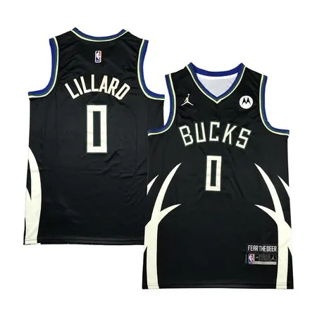 Men's Milwaukee Bucks #0 Damian Lillard Black Stitched Basketball Jersey G3NM
