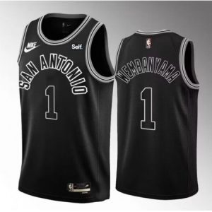 Men's San Antonio Spurs #1 Victor Wembanyama Black 2022/23 Classic Edition Stitched Basketball Jersey ZJP9