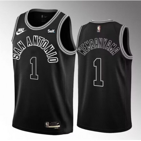 Men's San Antonio Spurs #1 Victor Wembanyama Black 2022/23 Classic Edition Stitched Basketball Jersey ZJP9