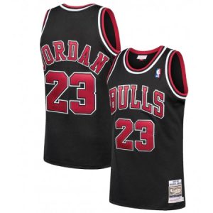 Men's Chicago Bulls #23 Michael Jordan Black 1997-98 Throwback Stitched Jersey PWBB