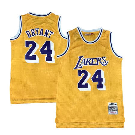 Men's Los Angeles Lakers #24 Kobe Bryant Yellow Stitched Basketball Jersey 15YA