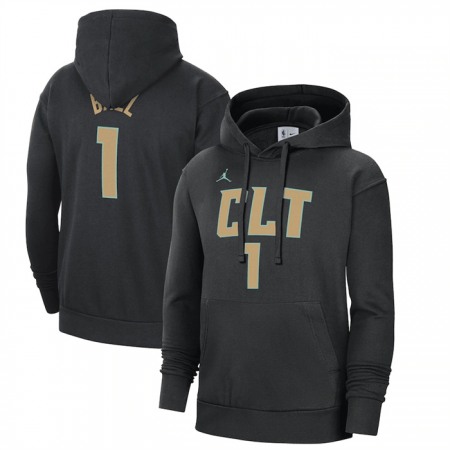 add10697a7f941091cd91cf11a23b021.jpeg Men's Charlotte Hornets #1 LaMelo Ball Black 2022/23 City Edition Name & Number Essential Pullover Hoodie
