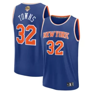 Men's New York Knicks #32 Karl-Anthony Towns Blue 2026 NBA Finals Patch Fast Break Icon Edition Replica Jersey