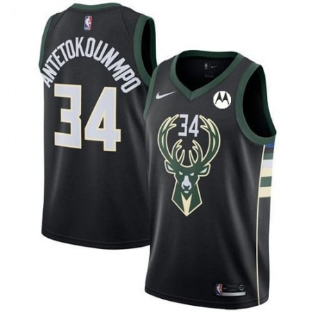 Men's Milwaukee Bucks #34 Giannis Antetokounmpo Black Stitched Basketball Jersey 9R8Z