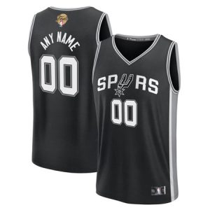 Youth San Antonio Spurs Black 2026 NBA Finals Patch Fast Break Icon Edition Custom Jersey