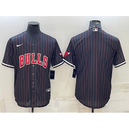 Men's Chicago Bulls Blank Black Cool Base Stitched Baseball Jersey 688P