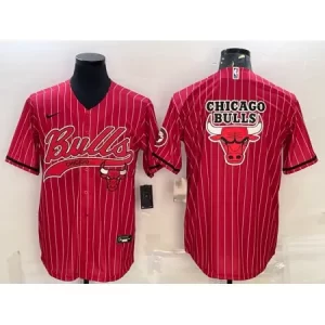 Men's Chicago Bulls Red Team Big Logo Cool Base Stitched Baseball Jersey Z2EL