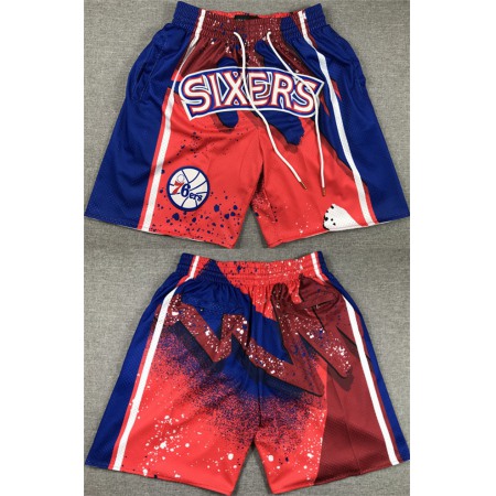 b69458ec5fb0e3ead74f78abd4a9b495.jpeg Men's Philadelphia 76ers Red/Blue Shorts (Run Small)