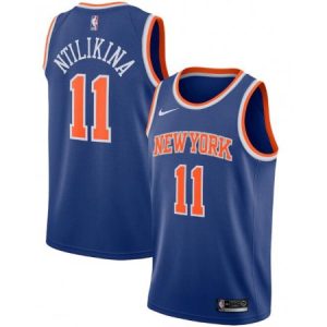 Men's New Yok Knicks #11 Frank Ntilikina Blue Swingman Icon Edition Jersey