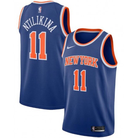 bbbf5567dd857479827acdc2e4c6ee35.jpeg Men's New Yok Knicks #11 Frank Ntilikina Blue Swingman Icon Edition Jersey